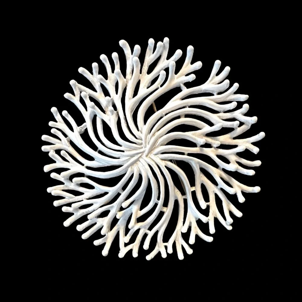 Vintage TRIFARI White Coral Brooch - MINT CONDITION